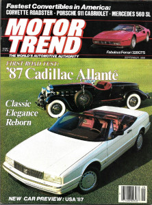 MOTOR TREND 1986 SEPT - ALLANTE, FX16 GT-S, INDY
